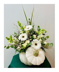White Pumpkin Arrangement From The Flower Loft, your florist in Wilmington, IL